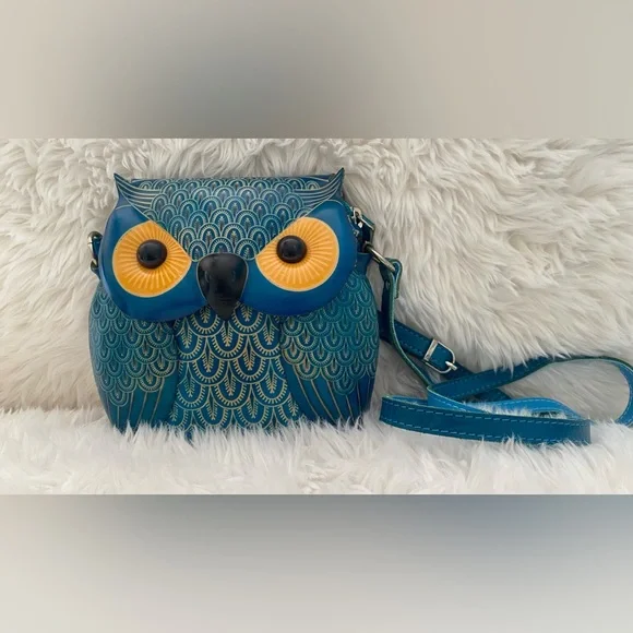 NWOT PurseWorld Australia Unique Blue Owl Crossbody Purse - Picture 6 of 8